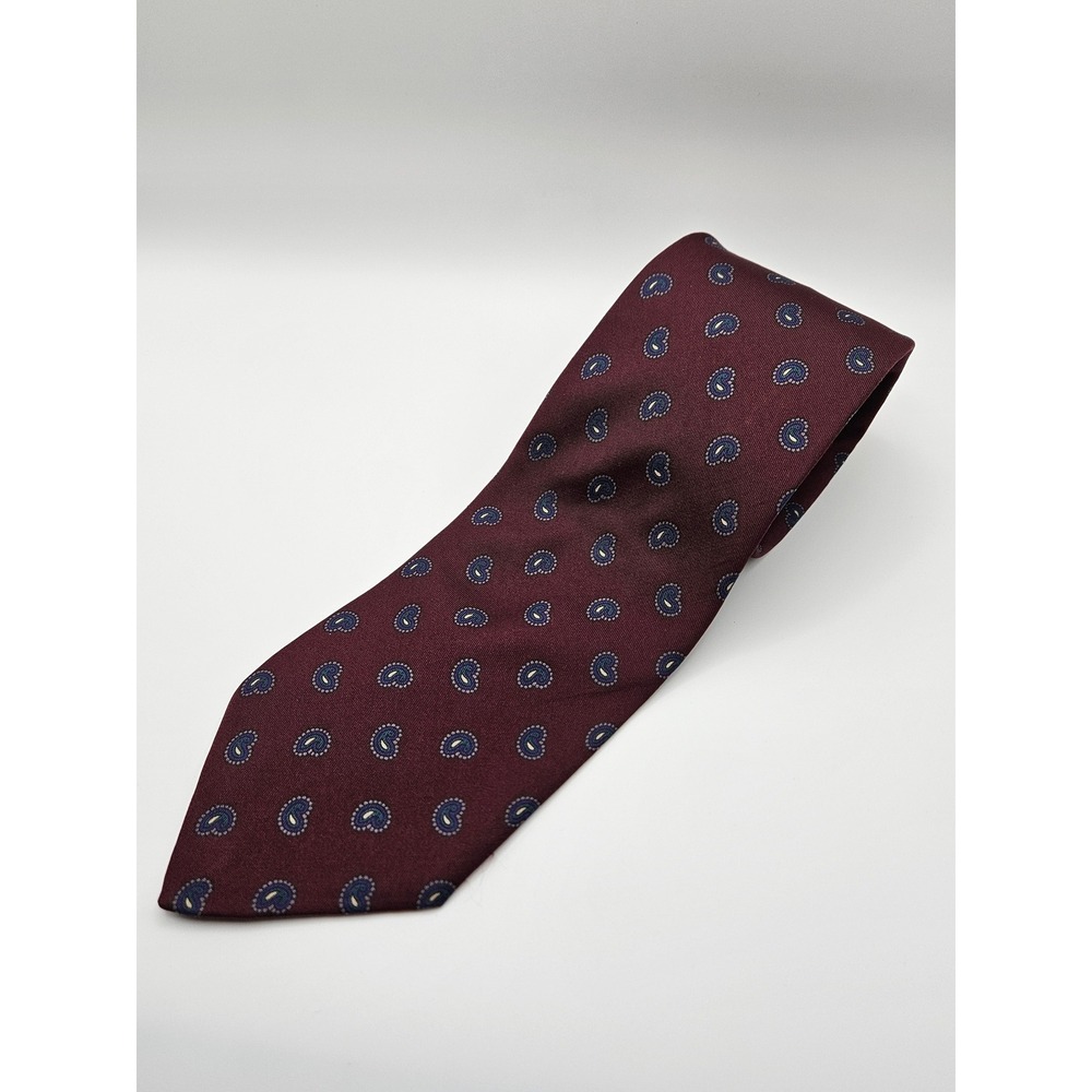 Robert Talbott Nordstrom Burgundy Paisley Silk Tie Hand Sewn Made in USA 3.25"